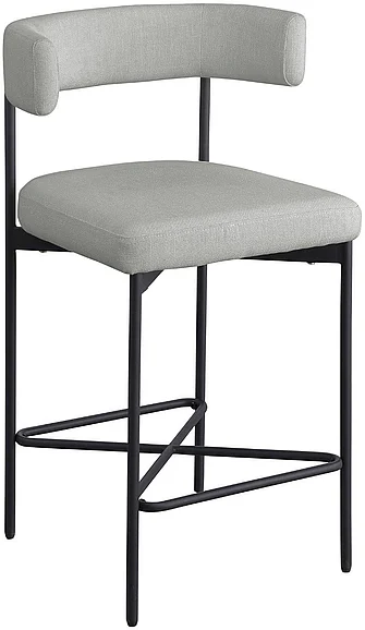 Meridian Rivage Linen Textured Fabric Bar / Counter Stools in Light Grey Durable Linen Textured Fabric 929Grey-C