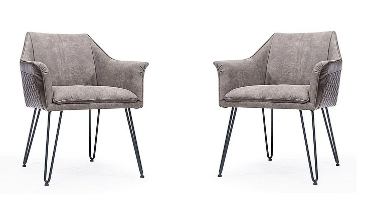 Modus Crossroads Alabaster Hairpin Leg Arm Chair in Gray and Rustic Brown 9KD166A (Set of 2)