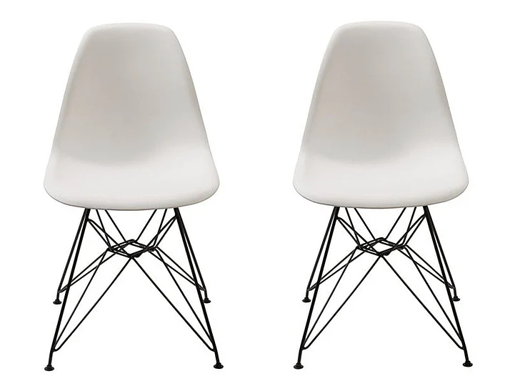 Modus Crossroads Rostock Molded Plastic Dining Chair in White 9LA466R (Set of 2)