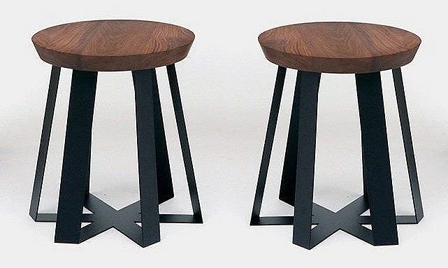 Artless Furniture ARS Steel Base with Walnut Top Stool (Set of 2) in Purple