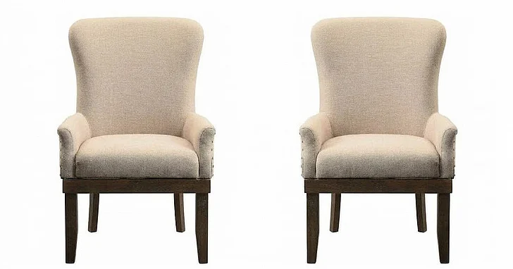 Acme Landon Upholstered Arm Chair in Beige and Salvage Brown (Set of 2) 60743 EST SHIP TIME APPX 4 WEEKS