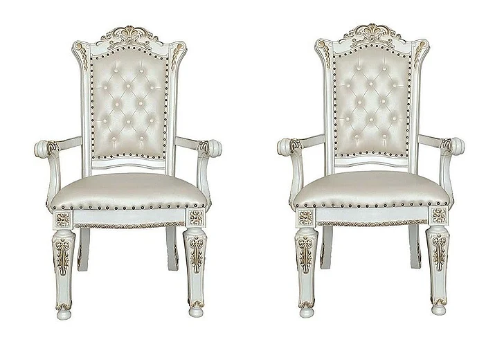 ACME Vendome Arm Chair (Set of 2) in PU & Antique Pearl DN01349