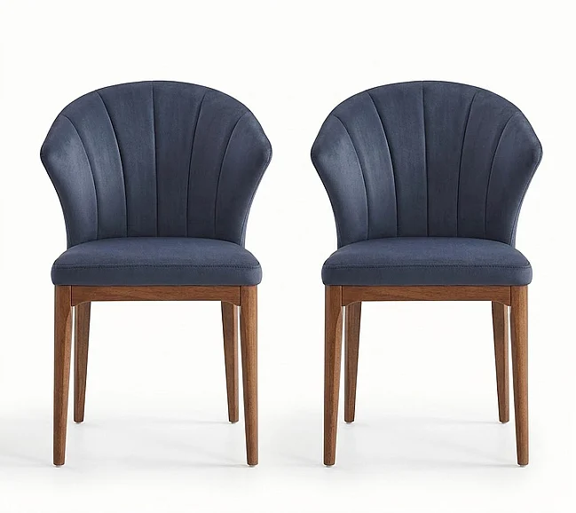 ACME Seraphyne Side Chair in Slate Leather and Walnut DN02402 (Set of 2)
