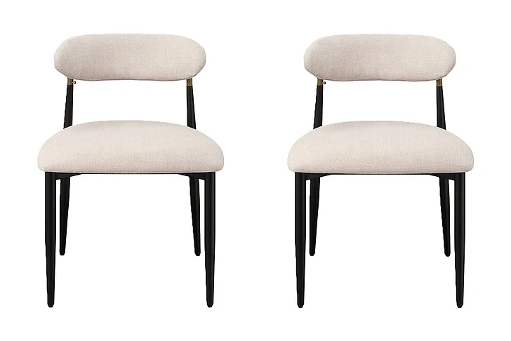 ACME Jaramillo Side Chair in Beige Fabric and Black DN02694 (Set of 2)
