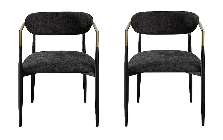 ACME Jaramillo Side Chair in Black Chenille and Black DN02696 (Set of 2)