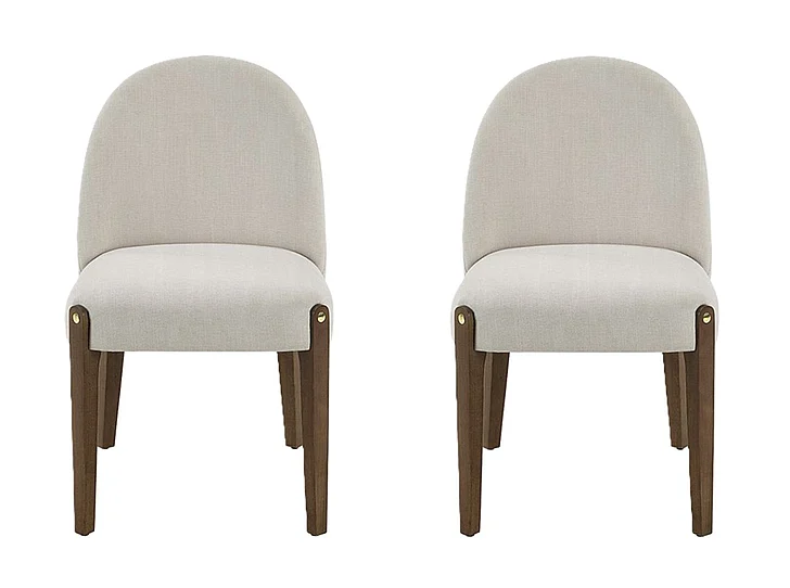 ACME Gamarya Side Chair in White Fabric and Oak DN02857 (Set of 2)