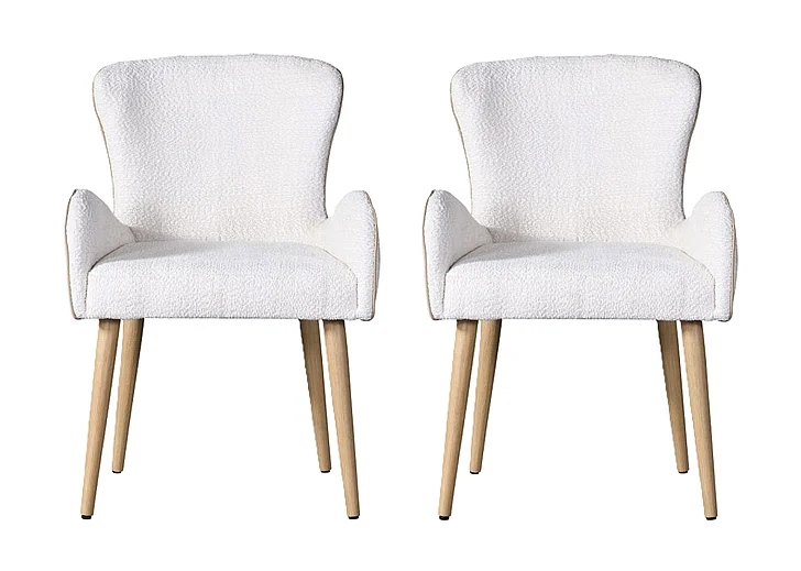 ACME Qwin Side Chair in Beige Boucle and Oak DN02876 (Set of 2)