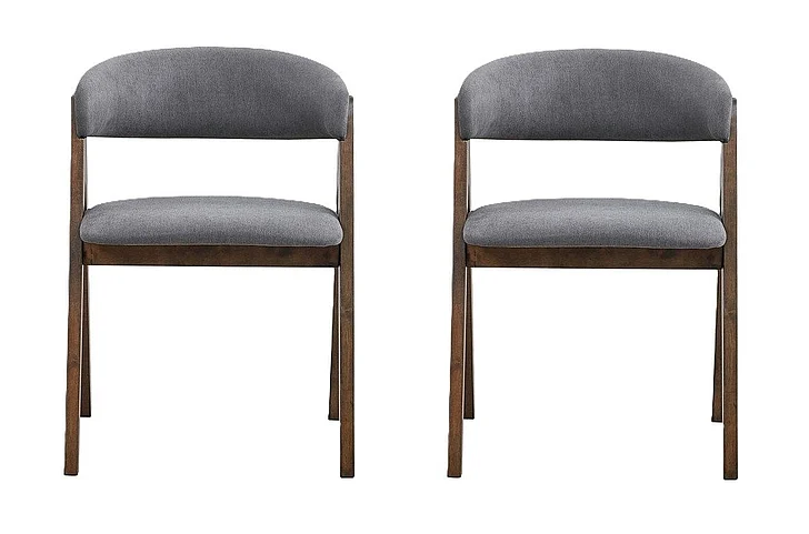 ACME Keiki Side Chair in Gray Fabric and Walnut DN02916 (Set of 2)