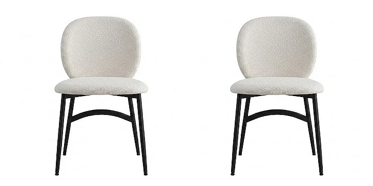 ACME Klaus Side Chair (Set of 2) in White Boucle & Black Finish DN03046