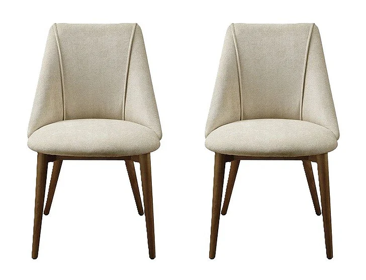 ACME Willene Side Chair in Beige Fabric and Walnut DN03146 (Set of 2)