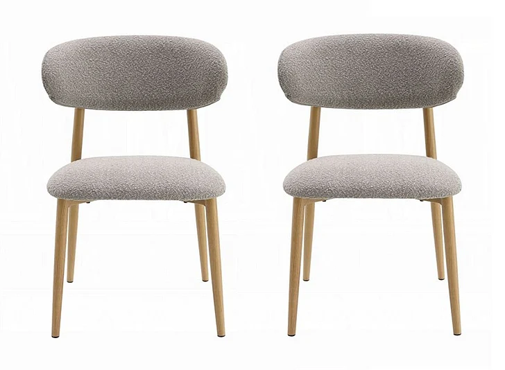 ACME Kacey Side Chair in Gray Boucle and Natural DN03716 (Set of 2)