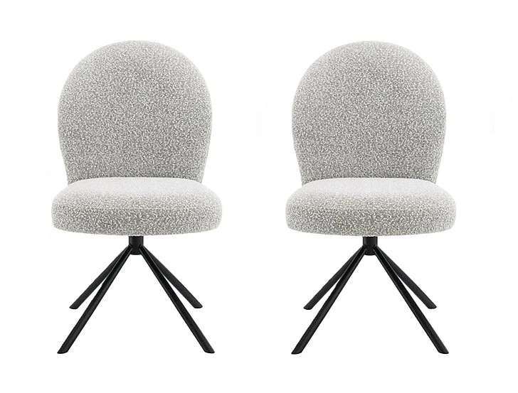 ACME Lawton Side Chair with Swivel in Gray Boucle and Black DN03766 (Set of 2)