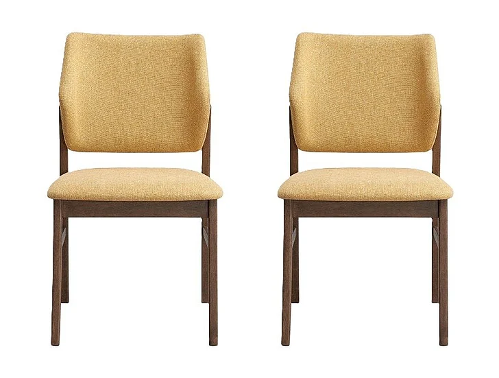 ACME Sarha Side Chair in Yellow Fabric and Walnut DN04197 (Set of 2)