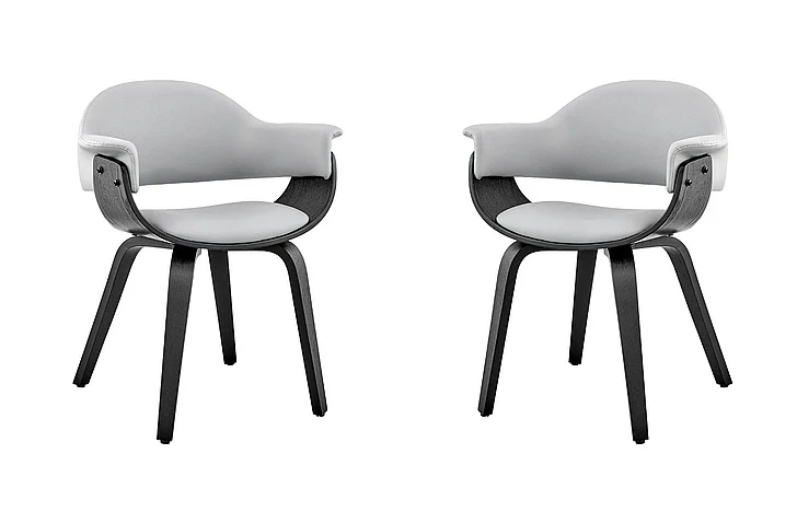 Armen Living Adalyn Gray Faux Leather and Black Dining Accent Chair (Set of 2) LCADCHBLGR2PC