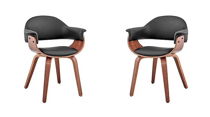 Armen Living Adalyn Black Faux Leather Dining Accent Chair (Set of 2) LCADCHWABL2PC