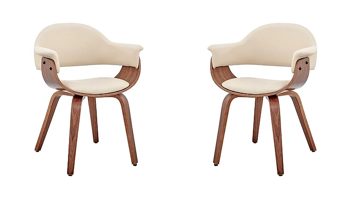 Armen Living Adalyn Cream Faux Leather Dining Accent Chair (Set of 2) LCADCHWACR2PC