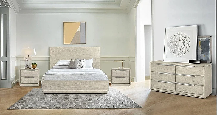 Armen Living Abbey 2pc Platform Bedroom Set in Gray Oak Wood