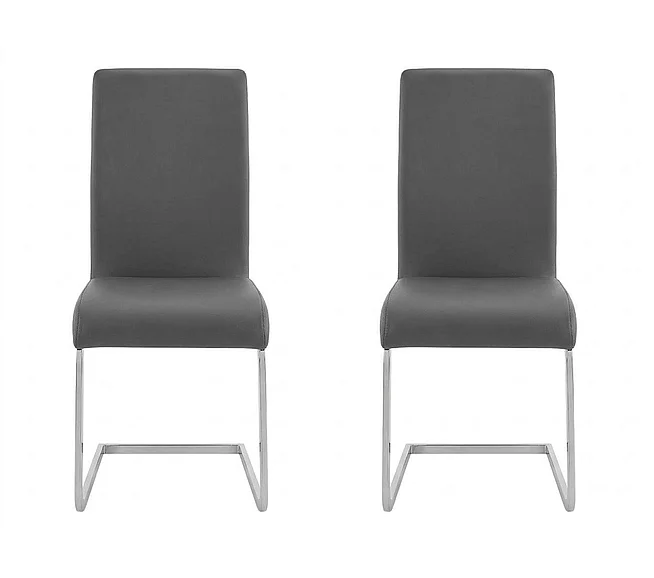 Armen Living Amanda Side Chair in Gray Faux Leather (Set of 2) LCAMSIGR