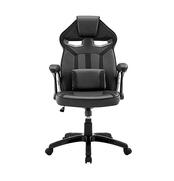 Armen Living Aspect Adjustable Racing Gaming Chair in Black Faux Leather and Mesh with Lumbar Support Pillow LCASGCBLK PROMO