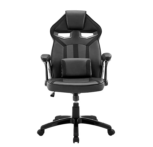 Armen Living Aspect Adjustable Racing Gaming Chair in Black Faux Leather and Red Mesh with Lumbar Support Pillow LCASGCRDBLK PROMO