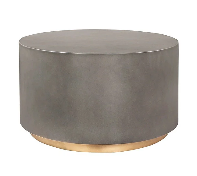 Armen Living Anais Concrete and Brass Oval Coffee Table LCAWCOGR