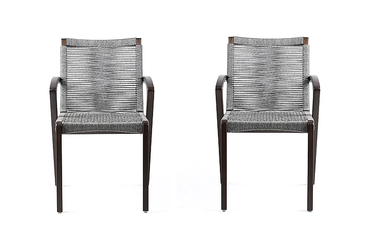 Armen Living Brielle Outdoor Dark Eucalyptus and Gray Rope Dining Chairs (Set of 2) LCBLSIGR PROMO