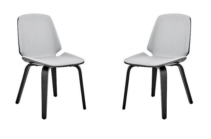 Armen Living Brinley Gray Faux Leather and Black Dining Accent Chair (Set of 2) LCBNSIBLGR2PC