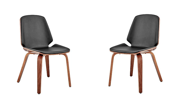 Armen Living Brinley Black Faux Leather Dining Accent Chair (Set of 2) LCBNSIWABL2PC