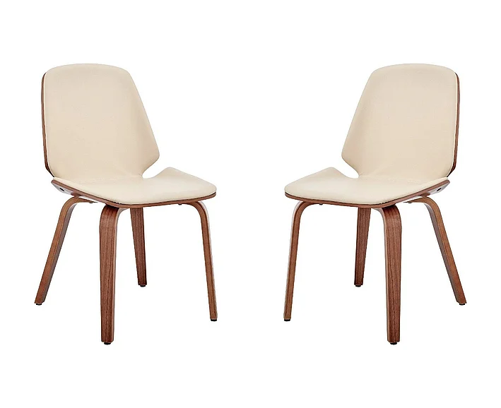 Armen Living Brinley Cream Faux Leather Dining Accent Chair (Set of 2) LCBNSIWACR2PC