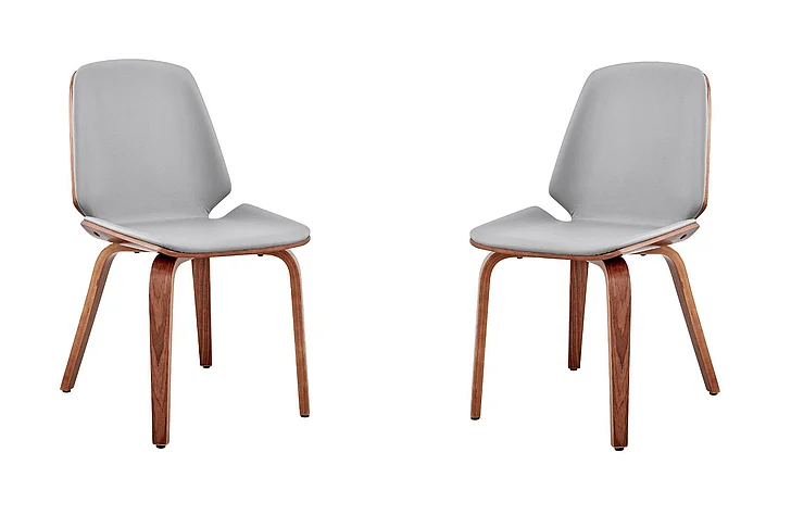Armen Living Brinley Gray Faux Leather Dining Accent Chair (Set of 2) LCBNSIWAGR2PC