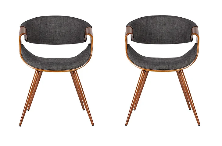 Armen Living Butterfly Dining Chair in Walnut and Charcoal Fabric (Set of 2) LCBUCHWACH2PC