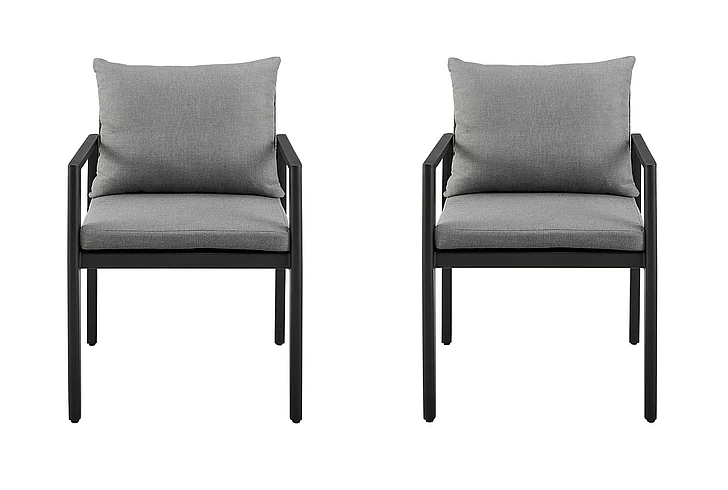 Armen Living Cayman Outdoor Dining Chairs in Gray Cushions (Set of 2) LCCCCHBL PROMO