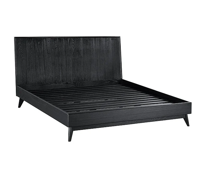 Armen Living Carnaby Queen Platform Bed Frame in Black Brushed Oak LCCFBDBLQN