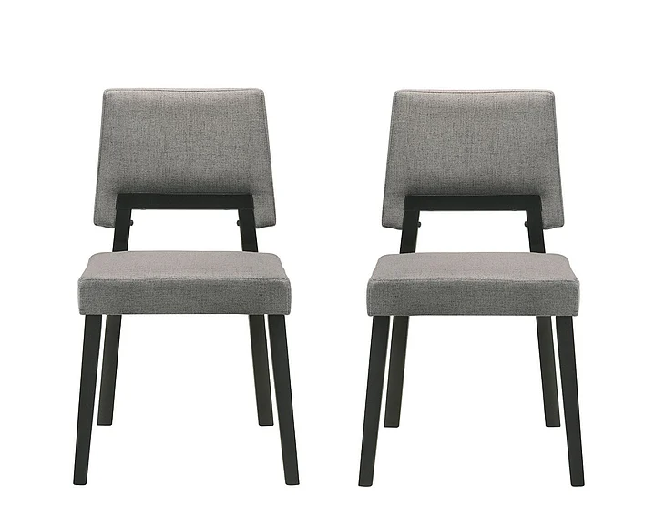 Armen Living Channell Dining Chair in Black with Charcoal Fabric (Set of 2) LCCHCHBLKCH