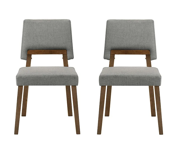 Armen Living Channell Dining Chair in Walnut with Charcoal Fabric (Set of 2) LCCHCHWACH