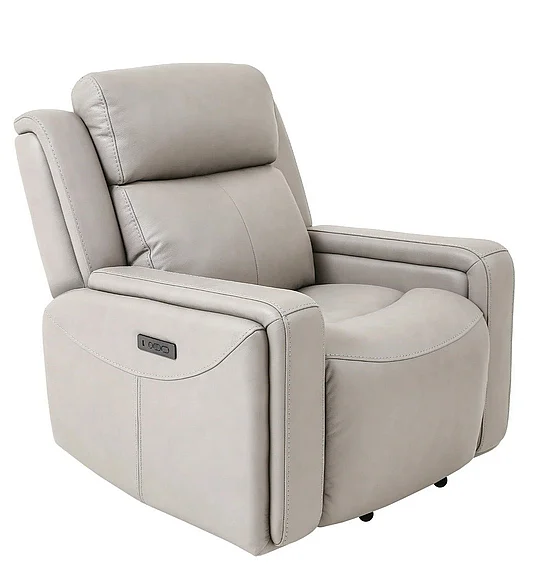 Armen Living Claude Dual Power Recliner Chair in Light Gray Genuine Leather LCCL1GR PROMO