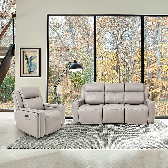 Armen Living Claude 2pc Living Room Set in Light Gray