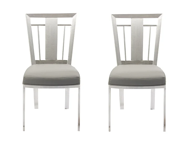 Armen Living Cleo Dining Chair in Gray and Stainless Steel (Set of 2) LCCLCHGRB201