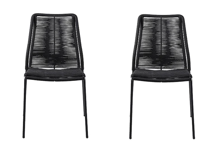Armen Living Clip Indoor Outdoor Stackable Steel Dining Chair with Black Rope (Set of 2) LCCPSIBL PROMO