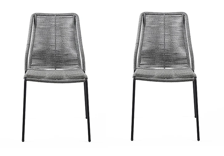 Armen Living Clip Indoor Outdoor Stackable Steel Dining Chair with Gray Rope (Set of 2) LCCPSIGRY PROMO