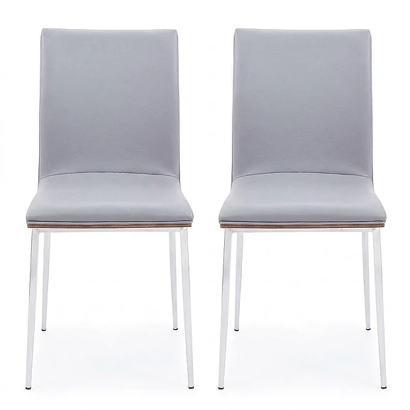 Armen Living Crystal Dining Chair with Gray Faux Leather and Walnut Back (Set of 2) LCCRCHGRPU CLOSEOUT