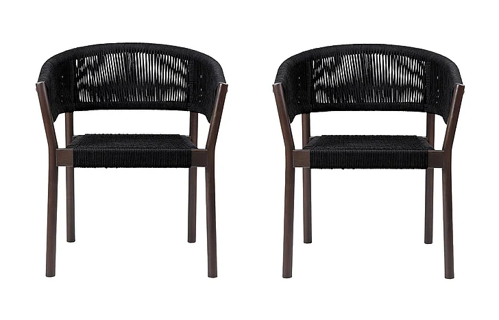 Armen Living Doris Indoor Outdoor Dining Chair in Black Rope (Set of 2) LCDOSIBLK PROMO