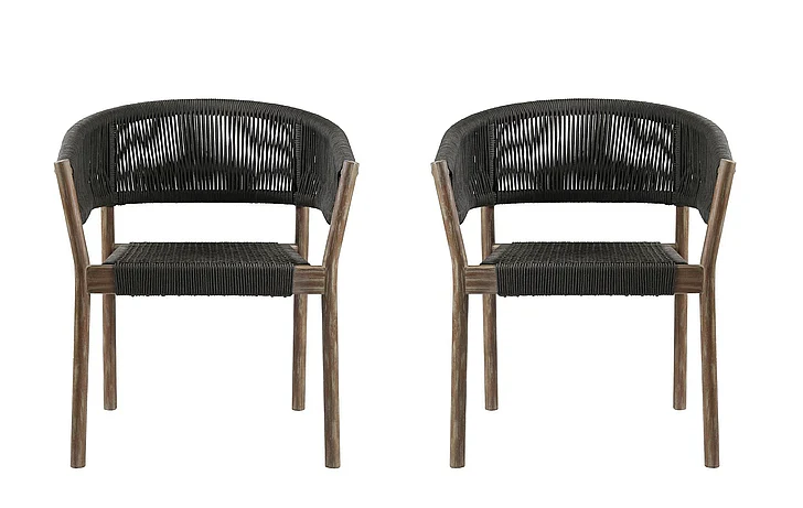 Armen Living Doris Indoor Outdoor Dining Chair in Light Eucalyptus with Charcoal Rope (Set of 2) LCDOSICHR