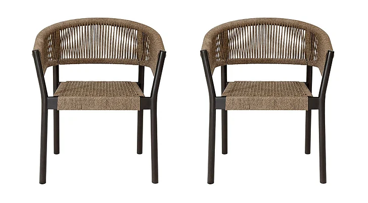 Armen Living Doris Outdoor Dining Chair in Truffle Rope (Set of 2) LCDOSITRU