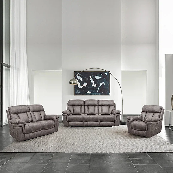 Armen Living Estelle 2pc Living Room Set in Gunmetal Fabric