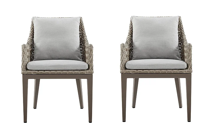 Armen Living Grenada Outdoor Dining Chair with Beige Cushions (Set of 2) LCGDCHGR PROMO
