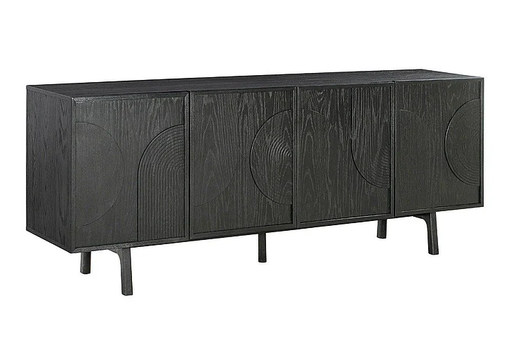Armen Living Holland 4 Door Sideboard Buffet in Black Brushed Oak LCHNBUBLK