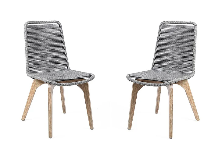 Armen Living Island Outdoor Light Eucalyptus and Gray Rope Dining Chairs (Set of 2) LCISSIGR PROMO