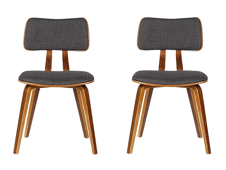 Armen Living Jaguar Dining Chair in Walnut and Charcoal Fabric (Set of 2) LCJASIWACH2PC