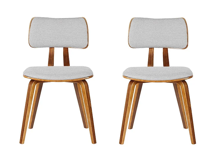 Armen Living Jaguar Dining Chair in Walnut and Gray Fabric (Set of 2) LCJASIWAGRAY2PC
